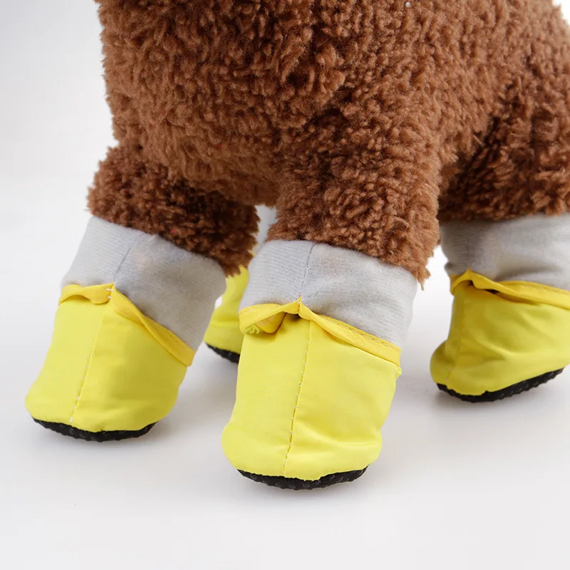 RFWCAK/зимняя обувь для собак; 4 шт.; теплые ботинки для собак; хлопковая Водонепроницаемая нескользящая обувь для домашних животных; товары для чихуахуа; Прочная обувь