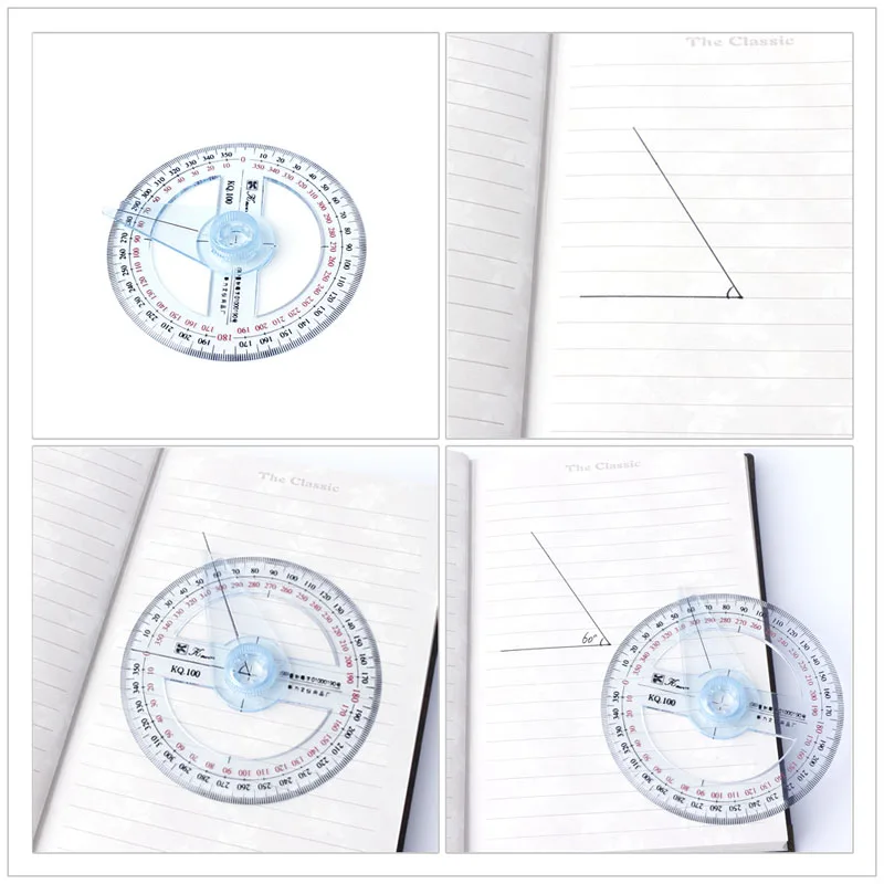 New Plastic 360 Degree Protractor Ruler Angle Finder Swing Arm School Office