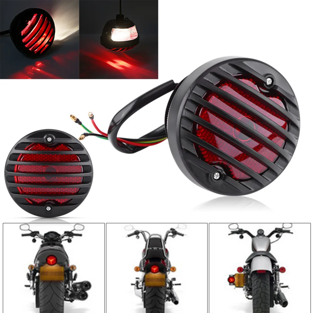 Round Motorcycle Tail Brake Light For Harley Bobber Chopper Scooters