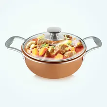 2 ручки с антипригарной кастрюлей со стеклянной крышкой Hot pot multi-function household cooking pot