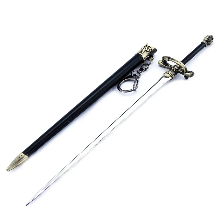 

21cm Zinc Alloy Swords Weapon Game of Power Needle Sword Model Keychain Safe Toys For Children