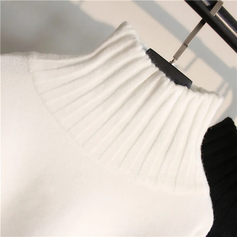 Turtleneck Sweater Women Pullover High Elasticity Knitted Ribbed Slim Jumper Autumn Winter Basic Female Sweater truien dames