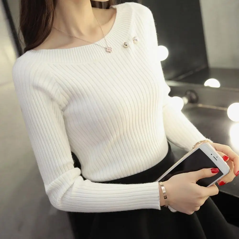 

New Fashion Sweater Women Spring Autumn Solid Knitted Pullover Elastic Women Slim Soft Jumper Sweater Female Knit Tops 2019 Hot