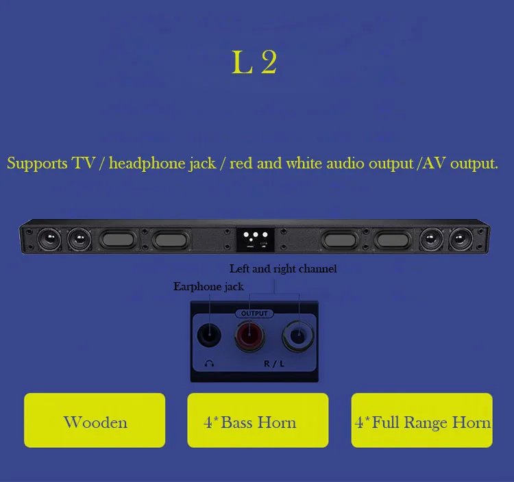 Серия Amoi Саундбар настенный чистый деревянный динамик ТВ звуковая панель домашний кинотеатр сабвуфер Bluetooth 3D объемный звук 12 рупоров интегрированный - Цвет: L2