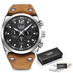 LIGE для мужчин s часы лучший бренд класса люкс Военная Униформа спортивные часы для мужчин кожа водостойкие кварцевые наручные часы