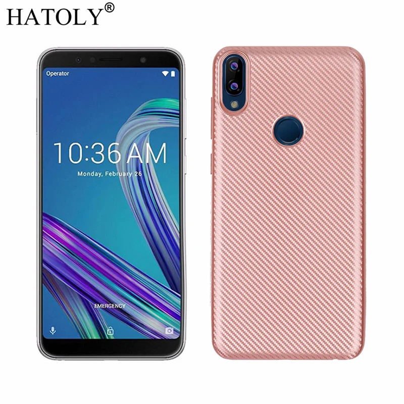 HATOLY для Fundas Asus Zenfone Max Pro(M1) ZB601KL Чехол Мягкий ТПУ/углеродное волокно задняя крышка для Zenfone Max Pro M1 ZB602KL X00TD - Цвет: Pink