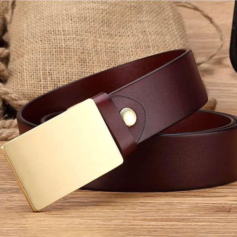 Ремень мужской из 100% натуральной кожи с латунными пряжками|men belt brand luxury|mens belts
