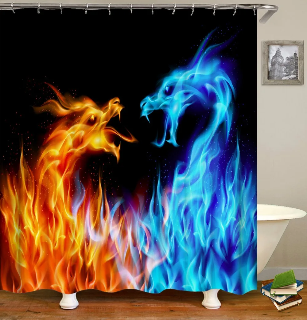 Flame Animal printing bathroom shower curtains waterproof fabric shower curtain Polyester shower curtain
