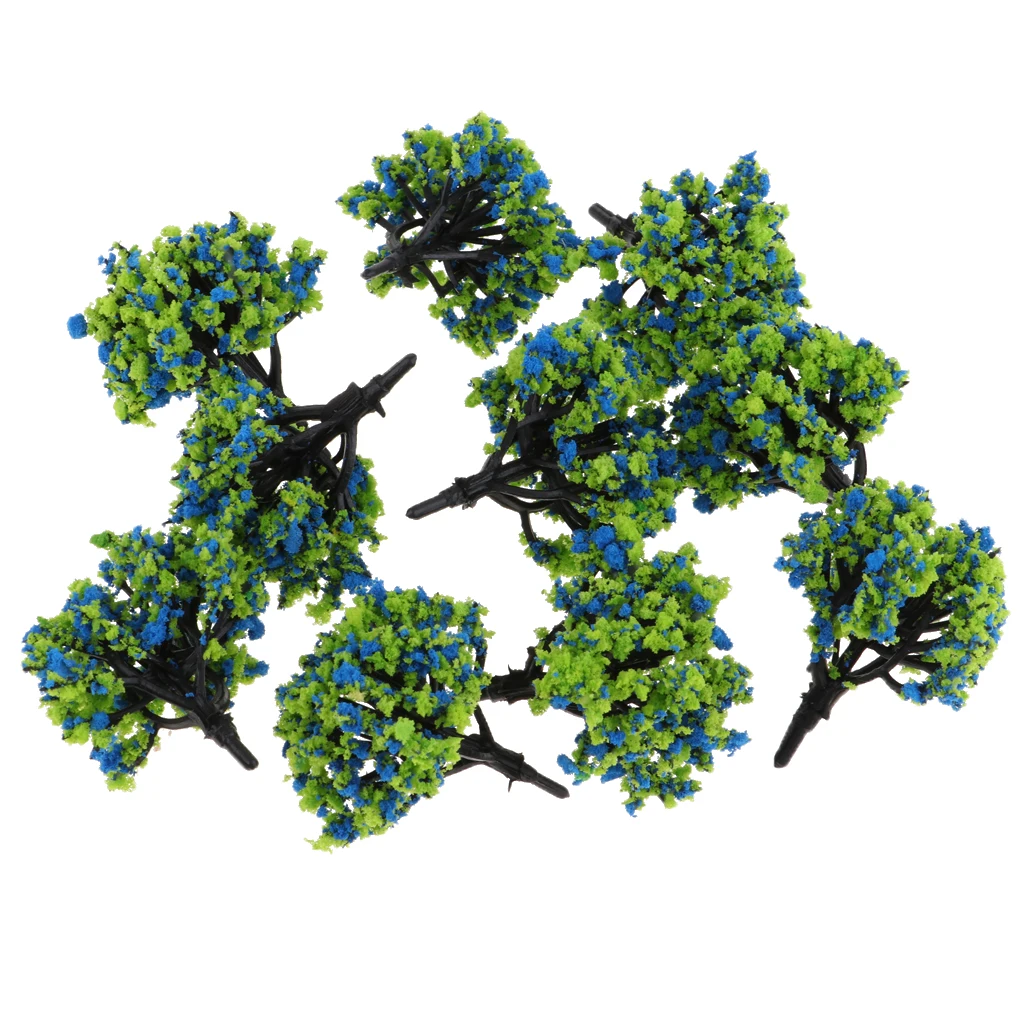 10pcs 1:200 Train Railroad Scene Scenery Diorama Wargame Landscape Model Trees Scale with Flowers Model Building Kits