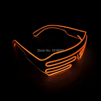 

DC-3V Steady on EL Wire Glasses Color Orange Flashing Neon LED Light Up Shutter Shape Glasses For Party Decoration