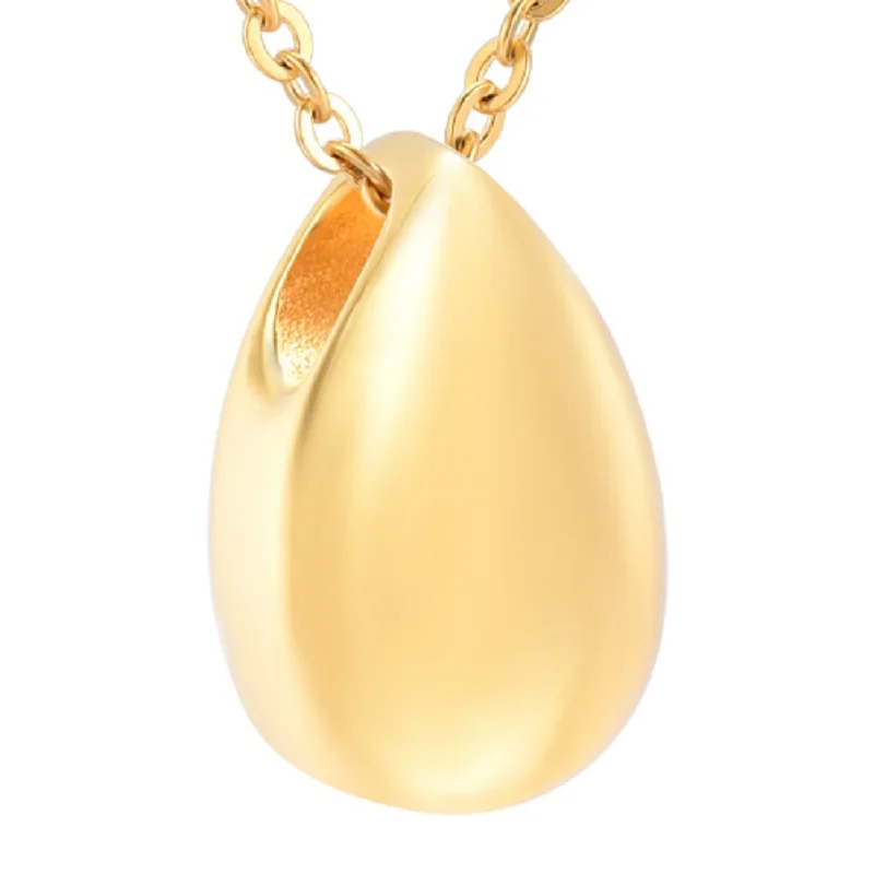 

KLH8396G Tiny Tear Drop Cremation Necklace Women Engraveable Stainless Steel Teardrop Cremation Ashes Jewelry Keepsakes