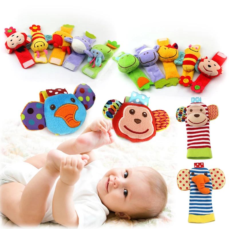 2 шт. для новорожденных погремушки животных Носки девочек ремешок Bebe пчелы