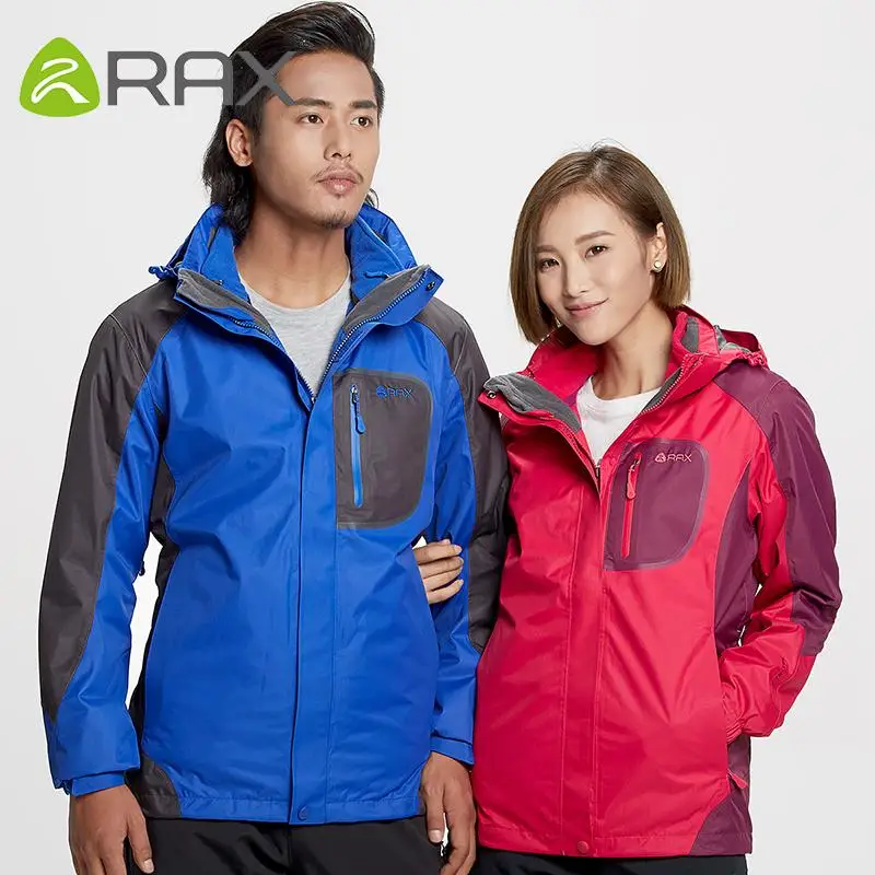 RAX Winter Outdoor Waterproof Jacket Men Women 3 in 1 Windproof Softshell Jacket Hiking Jacket Windbreaker Outdoor Fleece Jacket
