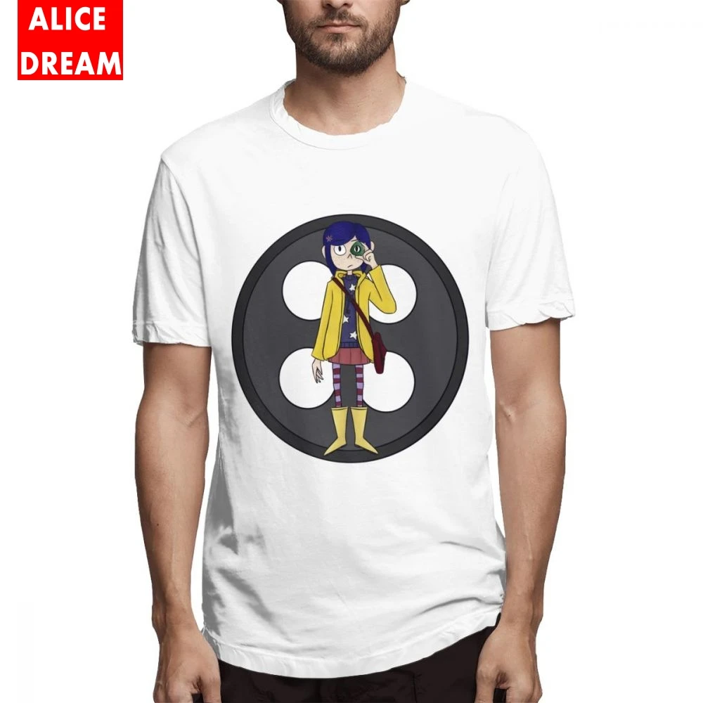 Coraline футболка для человека мультфильм Homme Tee рубашка с круглым воротником