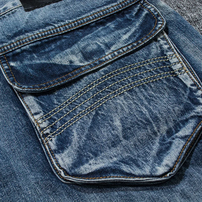 W30-W48 Multi Cargo Pocket Loose Jeans For Men Hip Hop Acid Wash Jeans Baggy Big Men Plus Designer Size 42 44 46