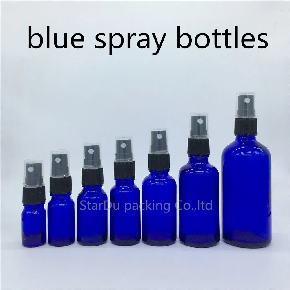 

5ML 10ml 15ml 20ml 30ml 50ml 100ml blue glass bottle with Perfume sprayer, Essential Oil Spray Glass Perfume Bottle