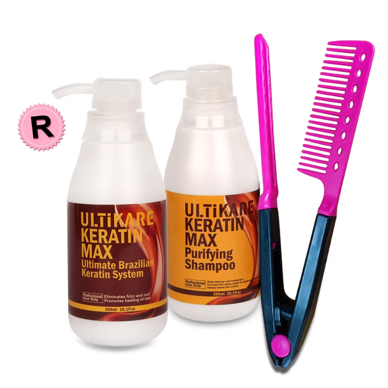 12% Formaldehyde Brazilian Advanced Hair Root Treatment Cream 300ML Keartin+300ml Purifying Shampoo+Free Comb 8% formaldehyde 300ml brazilian keratin ultikare moisturizing treatment for hair care 300ml purifying shampoo free gift comb set