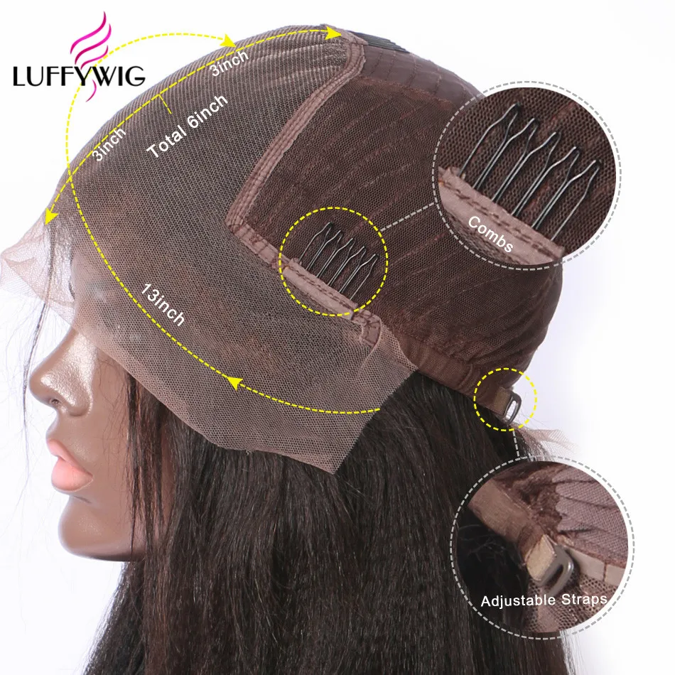 LUFFYHAIR 250 плотность предварительно сорванные кудрявые 13x6 кружева передние человеческие волосы парики предварительно сорванные перуанские прямые волосы с детскими волосами для женщин