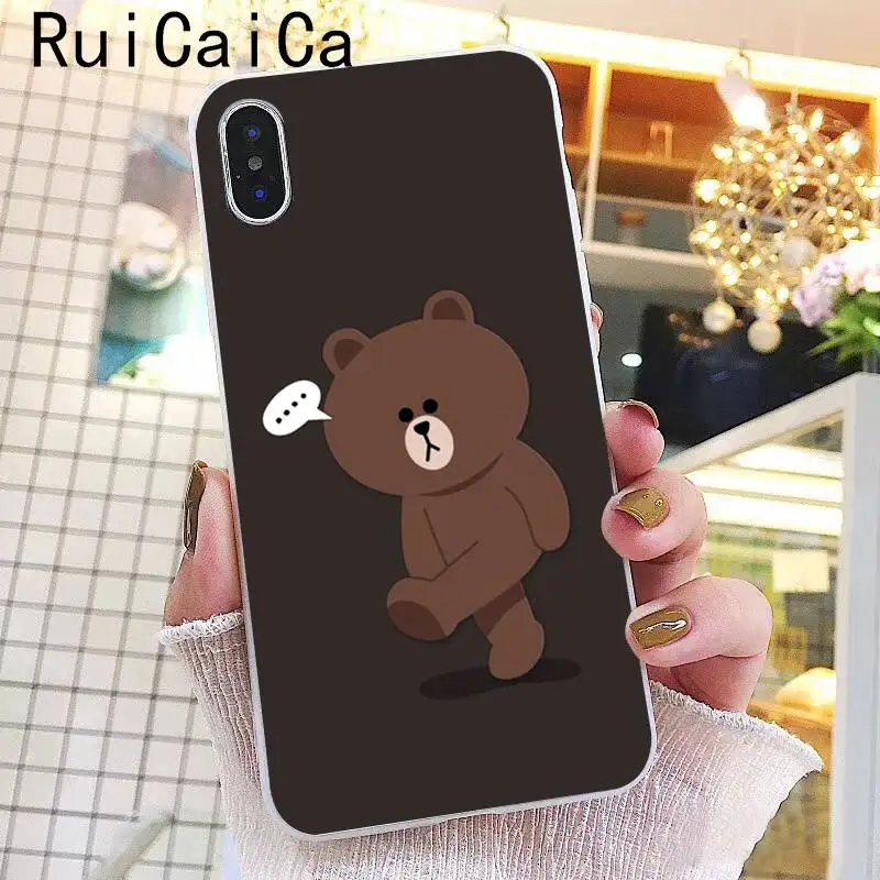 Ruicaica Line Friends коричневый Медведь Мягкий чехол для телефона iPhone 8 7 6 6S Plus X XS MAX 5 5S SE XR 10 Чехол