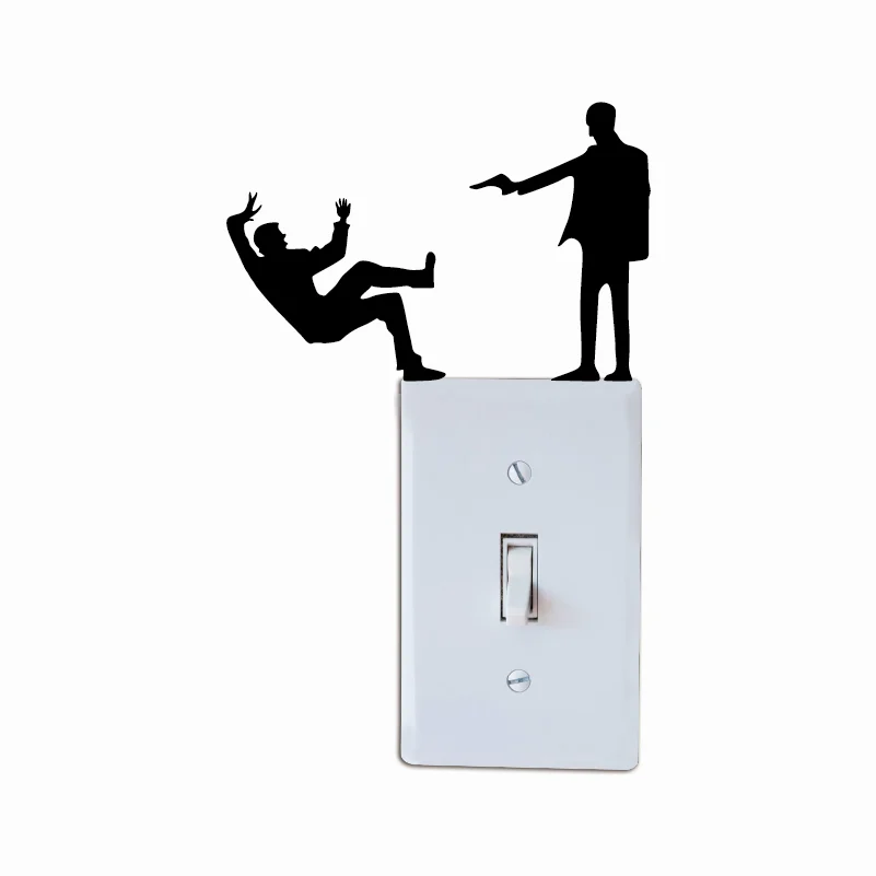 KG-205 Funny Shooting Man Vinyl Light Switch Sticker Creative Silhouette Wall Home Wallpaper | Обустройство дома