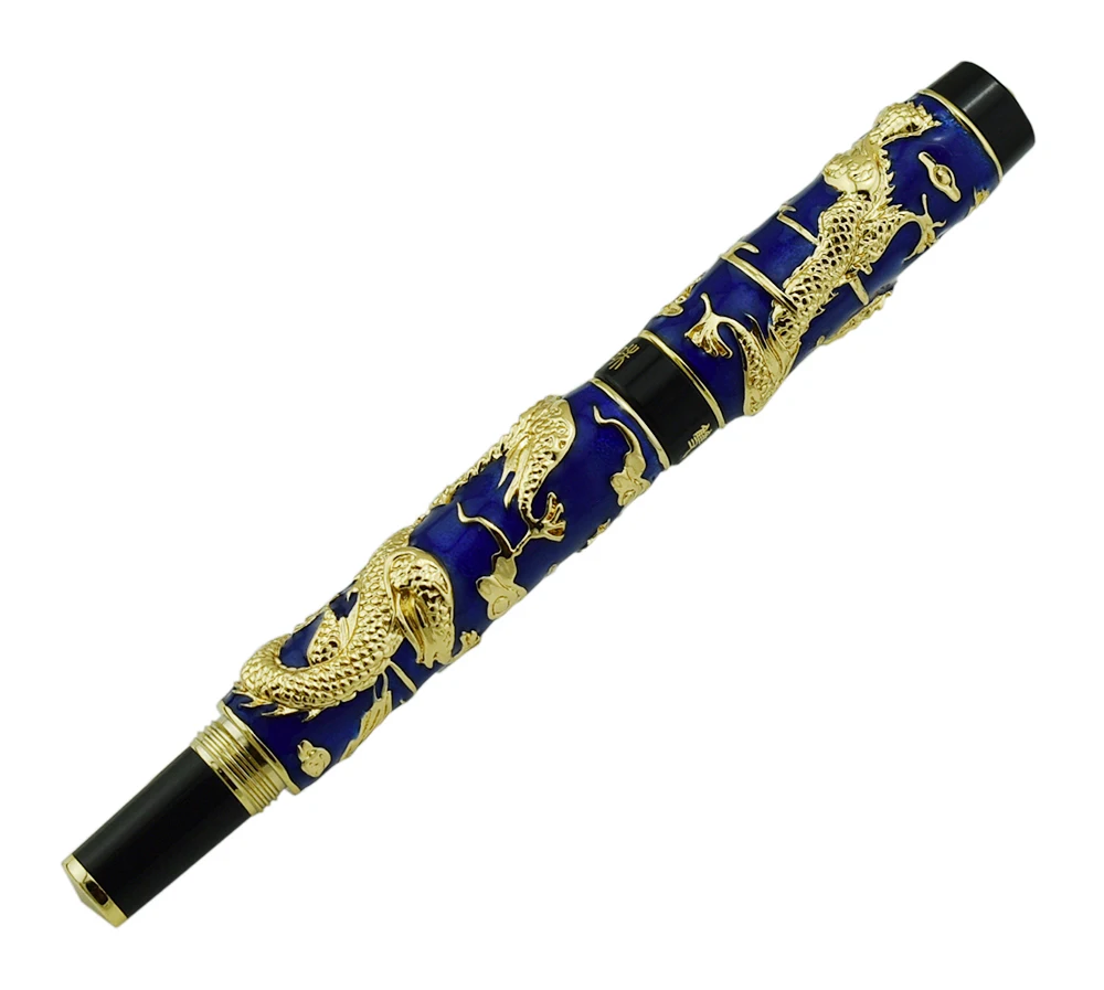 Jinhao, синяя перегородчатая Ручка-роллер с двойным драконом, с гладкой заправкой чернил, передовая ручка для письма, подарок для бизнеса, выпускника - Цвет: One Pen