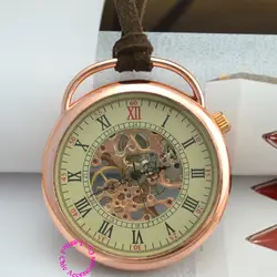 Оптовая цена Хорошее качество Новый бронзовый античный классический Розовое Золото Механические карманные часы ожерелье час