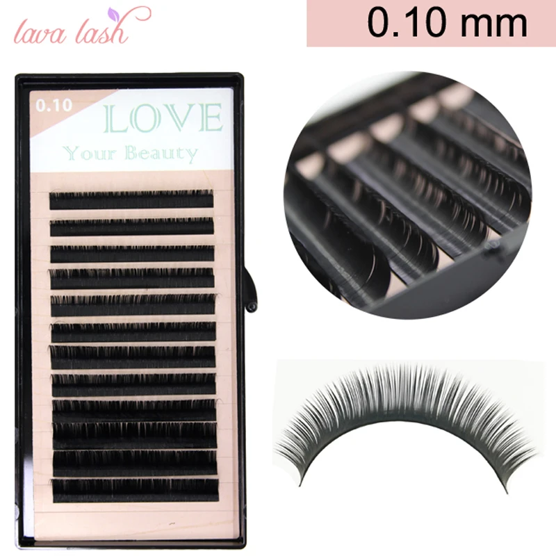 

Free Shipping false eyelash extensions black material 0.10mm thickness 1 tray/lot silk mink eyelashes