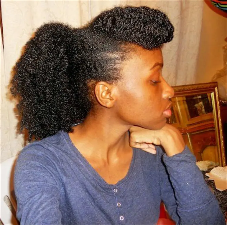 African american real human hair Clip in jet black 3c kinky curly