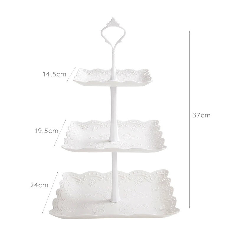 3 Tier Cake Stand Embossed Tray Three Layer Decor Cupcake Wedding Birthday Party Afternoon Tea Cake Stand Food Plate