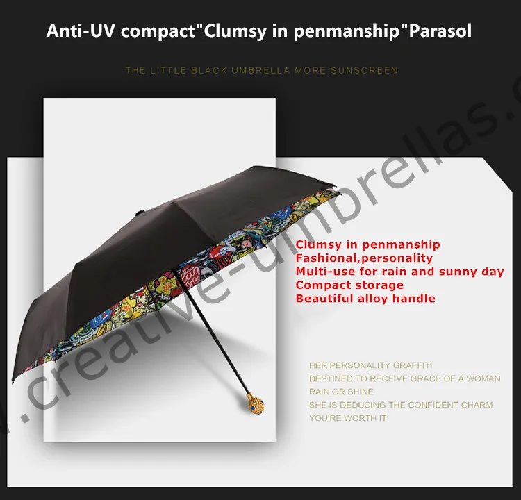 106cm 2 men fiberglass windproof 5 times black coating anti-UV Sapphire&ruby exquisite ball parasol pocket mini folding umbrella