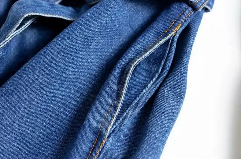 Long Kimono Survêtement Femmes Manteau De Revers Mi Denim Coupe Bleu Couchage Latérales Casual Ceinture Style vent Poches Vintage Trench H6qUXH
