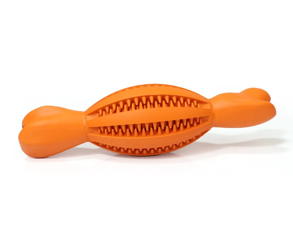 Dog Toy Interactive Rubber Rugby Bone Molar Stick Elasticity Leaky Feeding Ball Pet Dog Chew Toys Tooth Cleaning Balls Training (8)