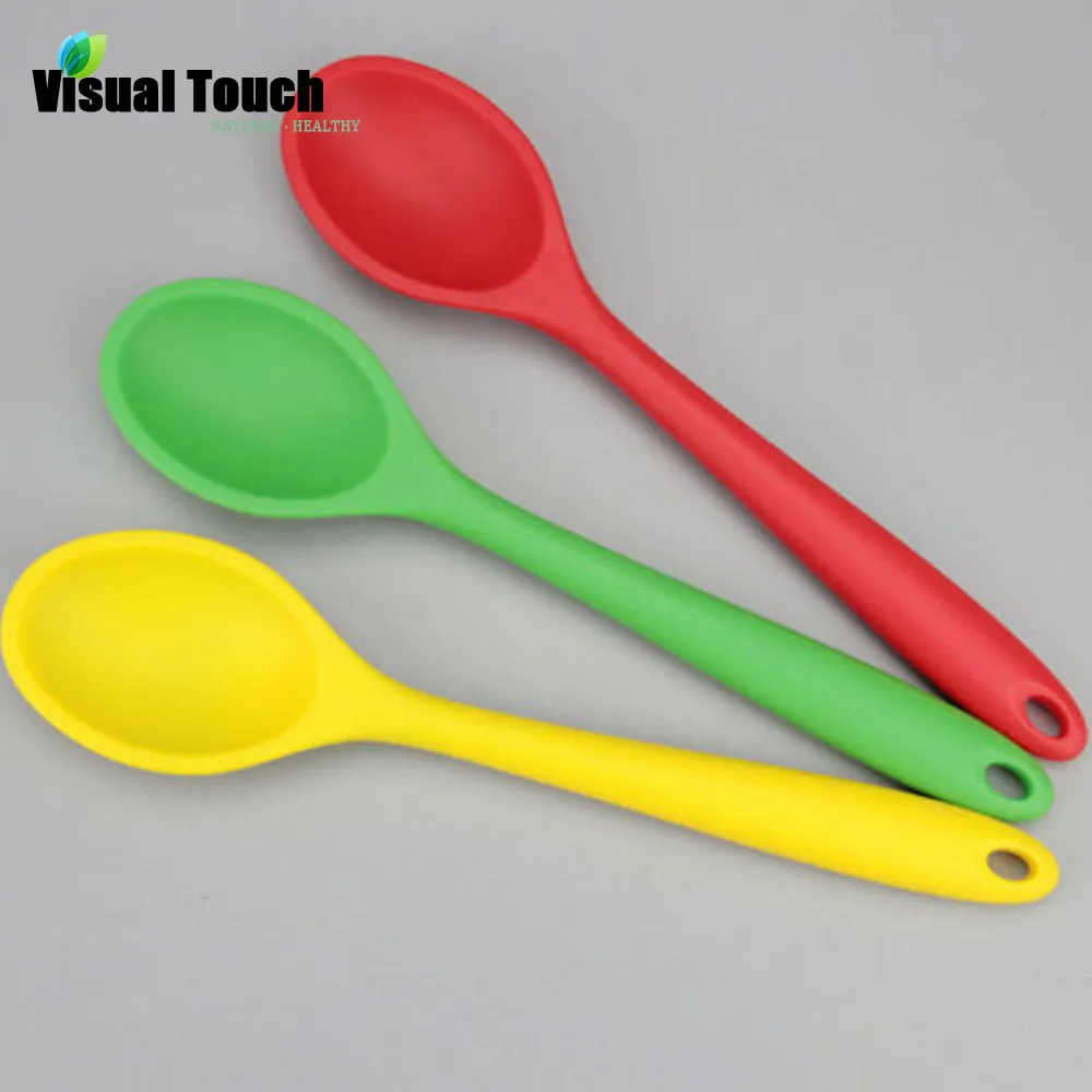 

Visual Touch Kitchen Silicone Spoon 27cm Large Long Handle Cooking Baking Mixing Spoon Ladle Food Grade Silicone Cooking Utensil