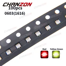 100 шт. светодиодный SMD чип двухцветная Кольцевая вспышка красный желто-зеленый 0603(1616) 20mA 2V светодиодный светильник-излучающая Диодная лампочка поверхностного монтажа SMT бусины светильник