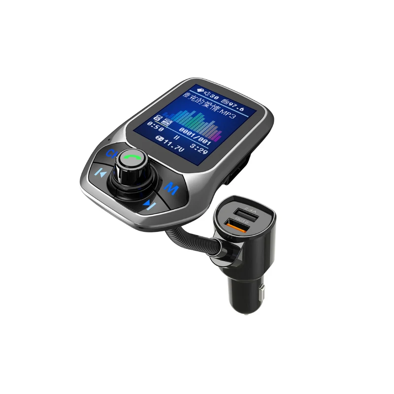 Автомобильный комплект громкой связи Bluetooth с цветным дисплеем 1 8 дюйма 3 USB порта