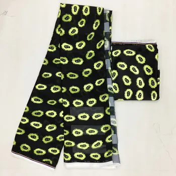 

Black&Yellow imitated silk Satin fabric digital printed fabric 4 yards audel fabric +2 yards chiffon For dress MOR-9