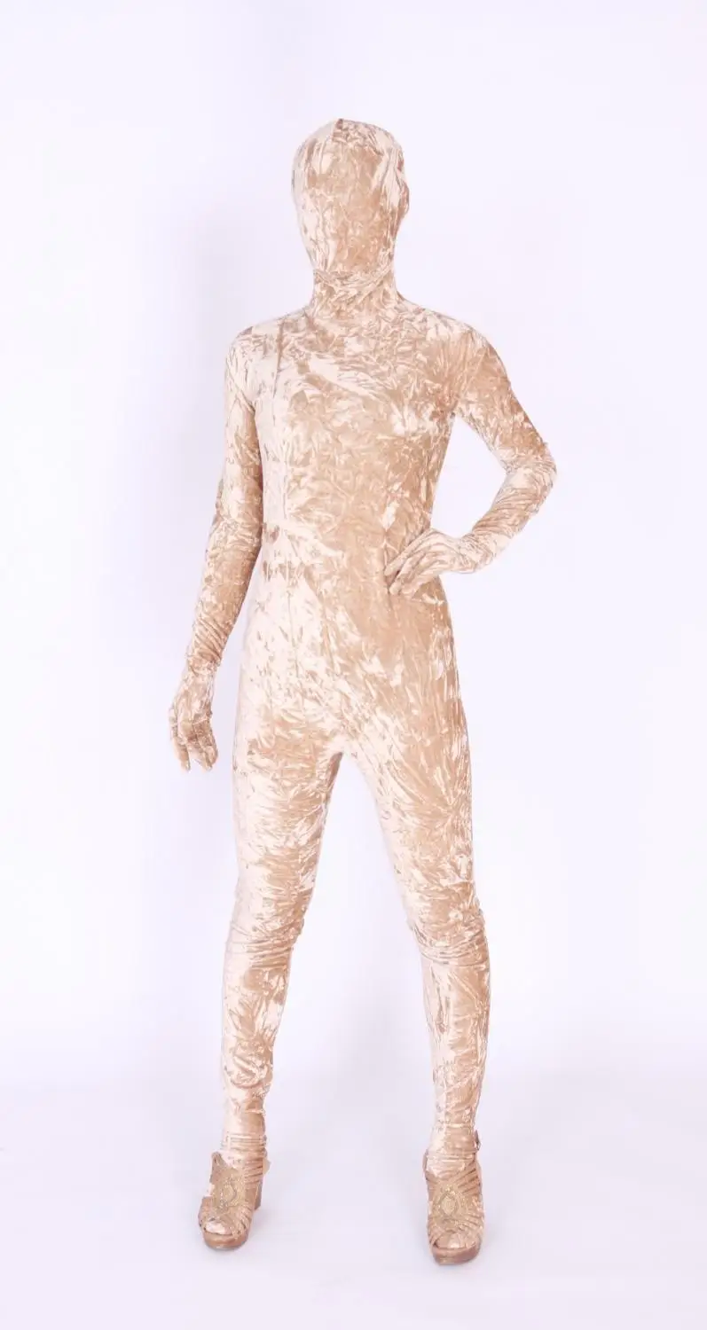 

Halloween cosplay costume beige pleated tights jumpsuit full Bodysuit Zentai Suits Fancy