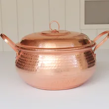 Керамический горшок ручной работы из чистой меди углубляет толстую ручку с крышкой