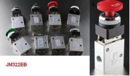 

free shipping 1pc 3 way JM-06 Emergency Stop Push Button Type 1/4" Air Mechanical Valve Hand Manual Valve, 2/3 Way JM322EB