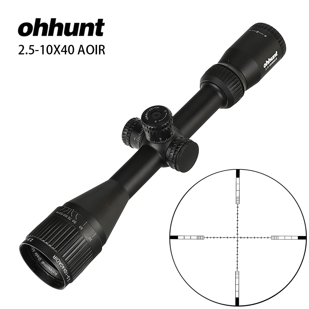 Ohhunt 2 5 10X40 AOIR полноразмерный прицел RGB Mil Dot с подсветкой Проволочная Сетка