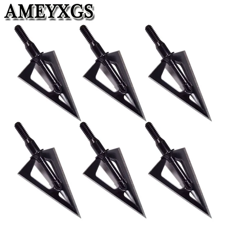 

6/12Pcs 100 Grain Hunting Arrowhead Screw-In Broadhead Stainless Steel Arrow Head Outdoor Hunting Shooting Archery Accessories