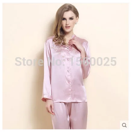 Женская пижама из шелка тутового шелкопряда с вышивкой Размеры M/L/XL/XXL|womens pajamas