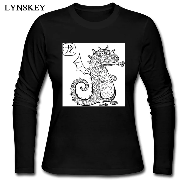 Лински Crewneck футболки Летние футболки с длинным рукавом для Для женщин Дизайн er хлопок мультфильм дракон Дизайн пот Рубашки для мальчиков