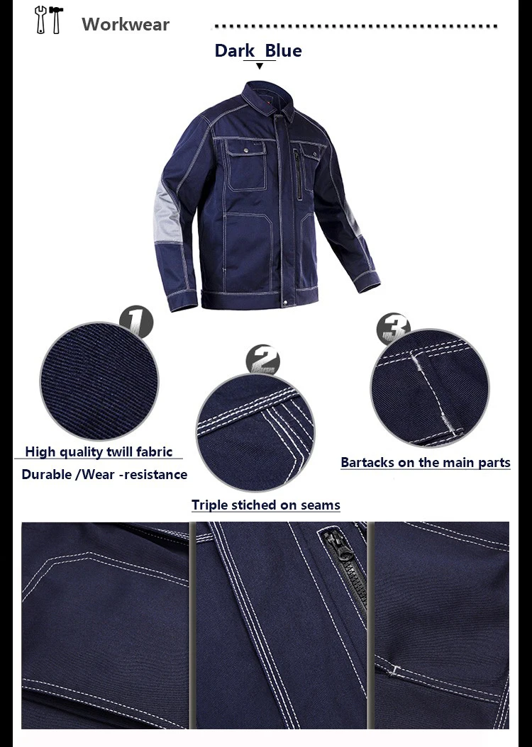 Men Workwear Jacket High quality Multi pockets Long-sleeved Work clothes uniforms Male mechanic construction Working Jackets (9)
