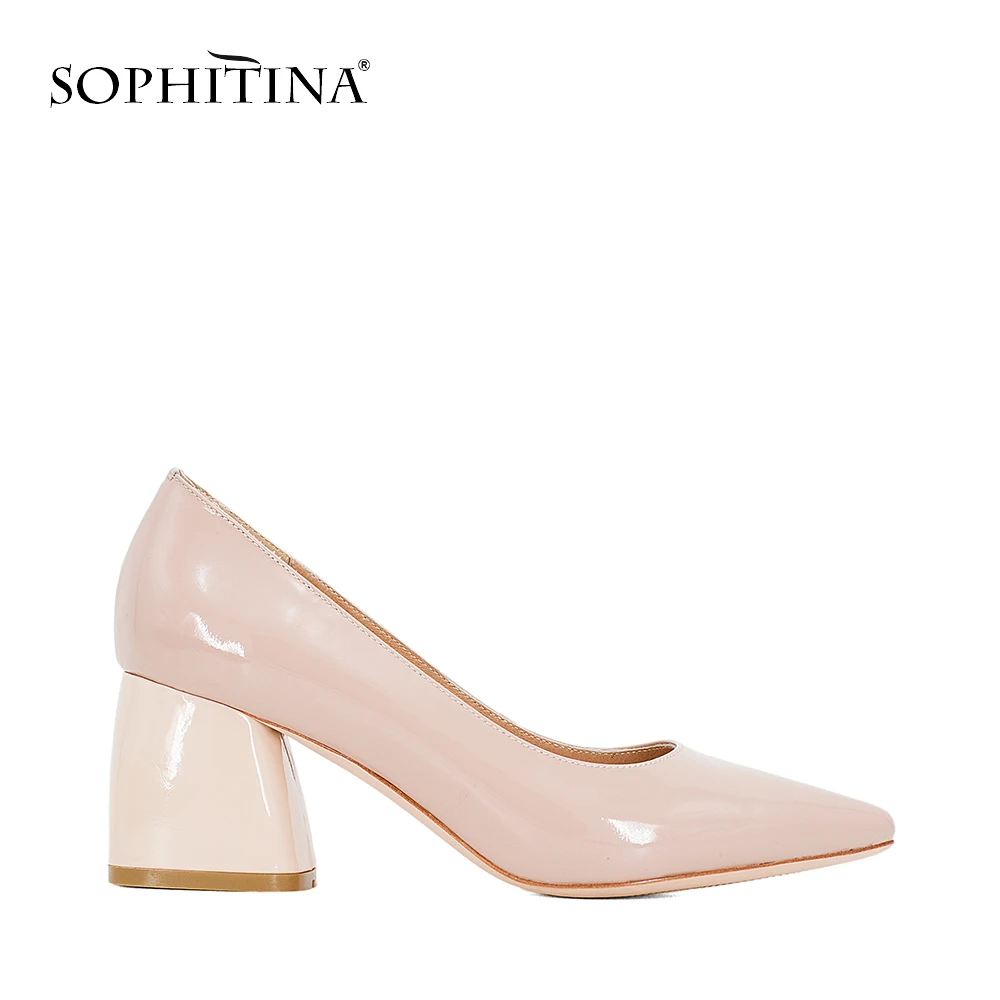 US $38.88 Sophitina Hot Sale Spring Women Pumps Comfortable Genuine Leather Pointed Toe Square Heel Shoes Shallow Elegant Office Pumps W16