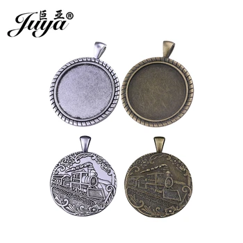 

JUYA High Quality Round Cameo Cabochon Settings Blank for Necklace Pendants 30mm 2pcs Sample Style Cheap Jewelry Blanks AD0167