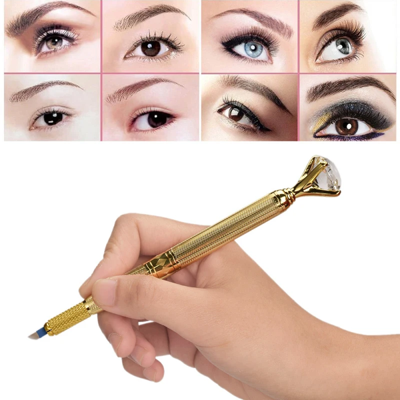 

3D Eyebrow Embroidery Tattoo Manual Pen With Crystal Diamond Eyebrow Manual Pen Permanent Makeup Tool