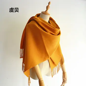 

Faux cashmere shawl winter solid yellow blanket tassel scarf cape warm pashmina unisex acrylic scarves men women christmas gifts