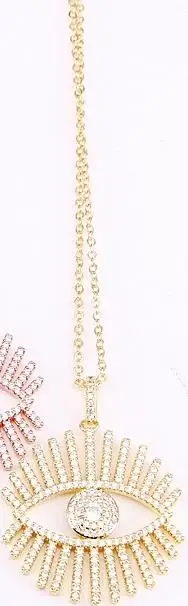 5 нитей ZYZ300-4083 Новая мода micro pave cz глаз форма кулон цепочки и ожерелья европейский стиль для женщин ювелирные изделия - Окраска металла: Gold Necklace