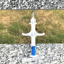 50 шт./лот 1,25*7 мм 134,2 кГц RFID стеклянная бирка для идентификации животных, ПЭТ микрочипы EM4305 со шприцем для отслеживания животных